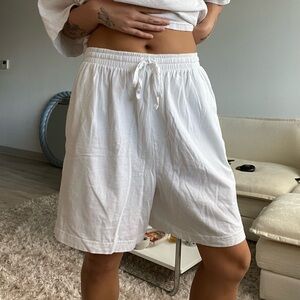 White Cotton Shorts